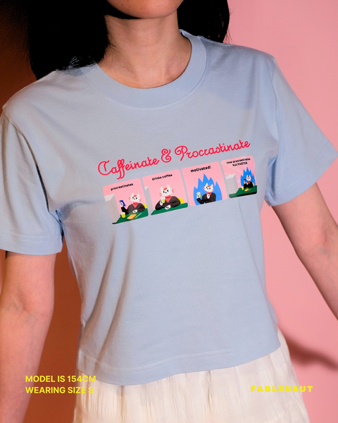 Caffeinate & Procrastinate Baby Tee (Blue)