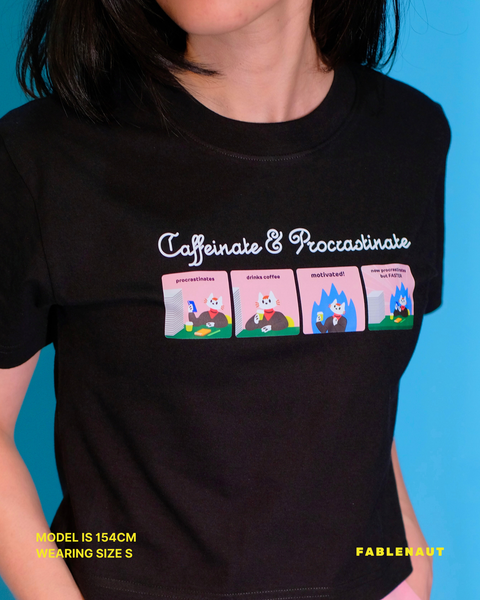 Caffeinate & Procrastinate Baby Tee (Black)