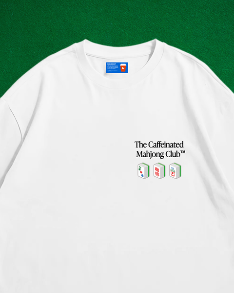 The Caffeinated Mahjong Club Oversized T-Shirt (White)