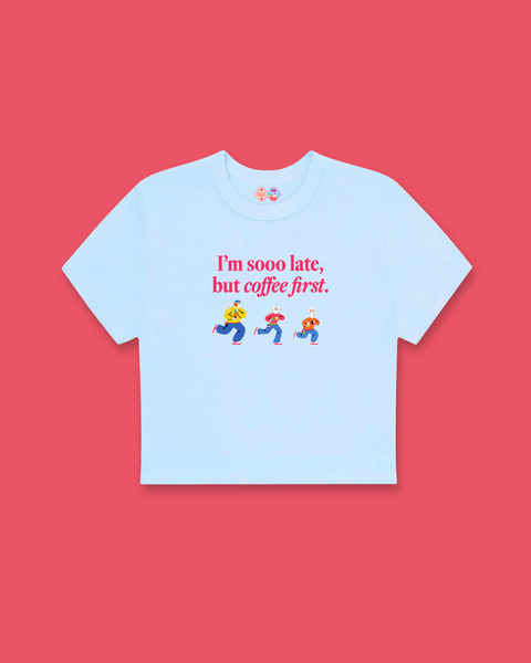 I'm Sooo Late Baby Tee (Blue)