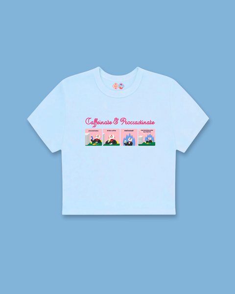 Caffeinate & Procrastinate Baby Tee (Blue)