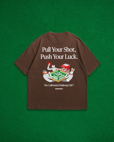 The Caffeinated Mahjong Club Oversized T-Shirt (Espresso)