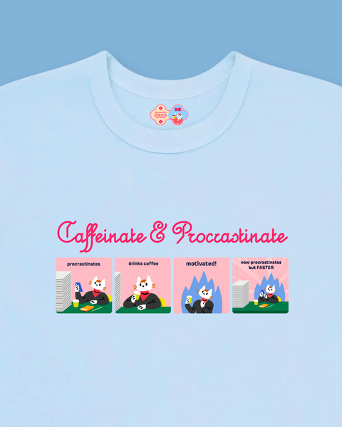 Caffeinate & Procrastinate Baby Tee (Blue)