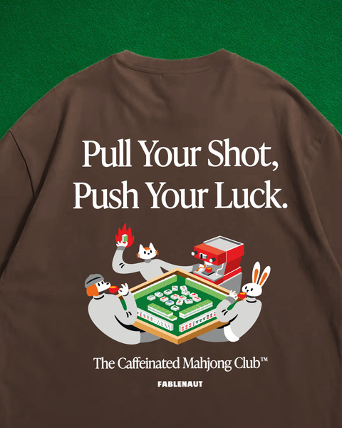 The Caffeinated Mahjong Club Oversized T-Shirt (Espresso)
