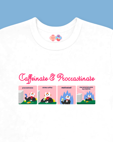Caffeinate & Procrastinate Baby Tee (White)