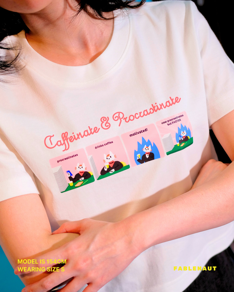 Caffeinate & Procrastinate Baby Tee (White)