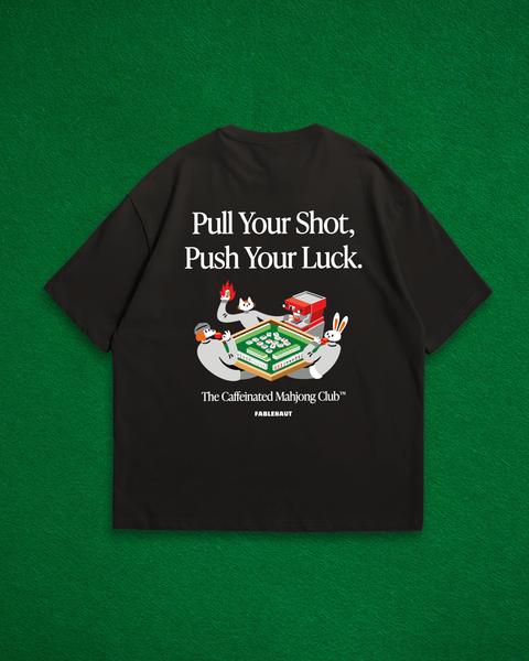 The Caffeinated Mahjong Club Oversized T-Shirt (Black)