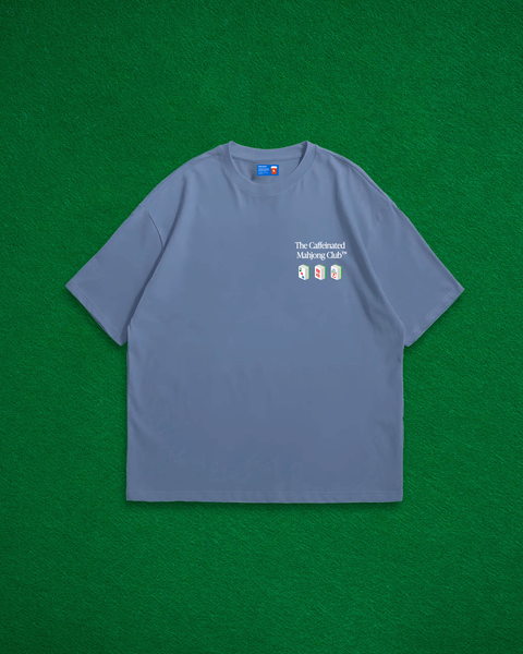 The Caffeinated Mahjong Club Oversized T-Shirt (Blue)