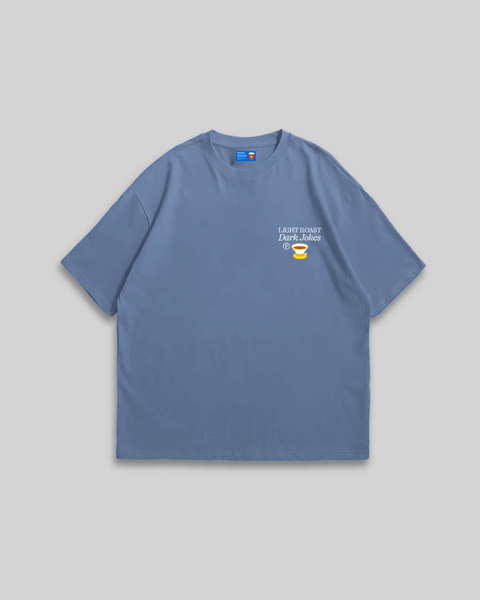 Light Roast Dark Jokes Oversized T-Shirt (Blue)