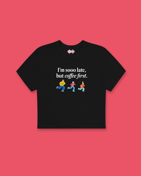 I'm Sooo Late Baby Tee (Black)