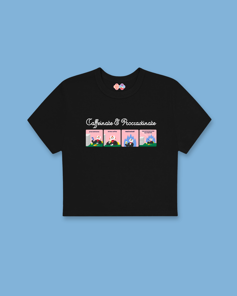 Caffeinate & Procrastinate Baby Tee (Black)