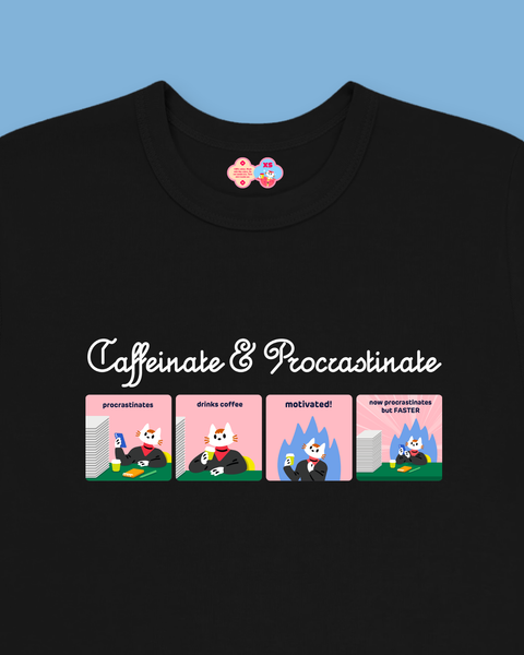 Caffeinate & Procrastinate Baby Tee (Black)