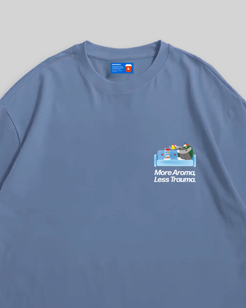 More Aroma Less Trauma Oversized T-Shirt (Blue)