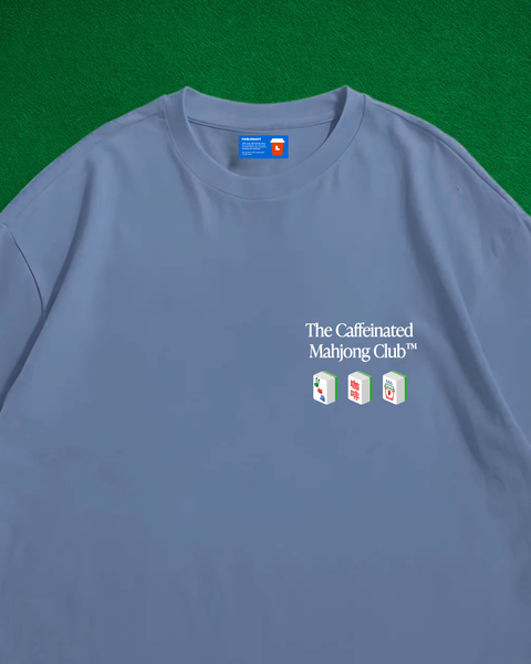 The Caffeinated Mahjong Club Oversized T-Shirt (Blue)