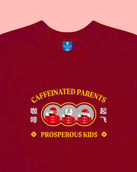 Caffeinated Parents, Prosperous Kids Oversized Tee (Kids)