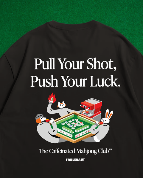 The Caffeinated Mahjong Club Oversized T-Shirt (Black)