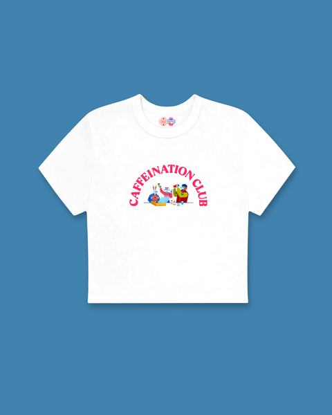 Caffeination Club Baby Tee (White)