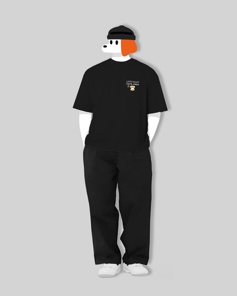 Light Roast Dark Jokes Oversized T-Shirt (Black)