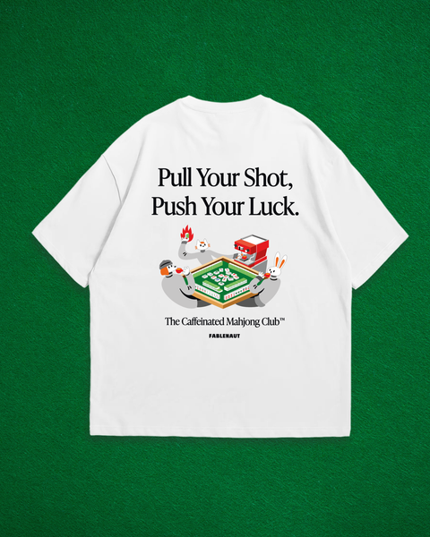 The Caffeinated Mahjong Club Oversized T-Shirt (White)