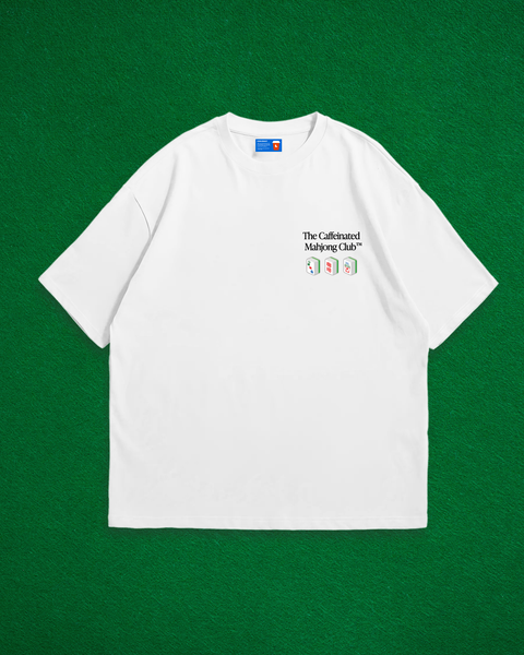 The Caffeinated Mahjong Club Oversized T-Shirt (White)