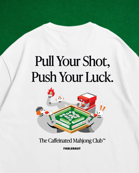 The Caffeinated Mahjong Club Oversized T-Shirt (White)